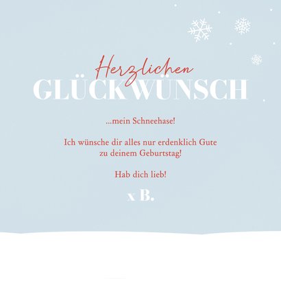 Winter-Geburtstagskarte Kaninchen im Schnee Geschenk 3