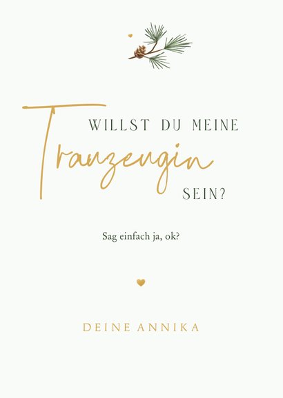 Winter Hochzeit Karte Trauzeugin fragen Tannenbäume 3