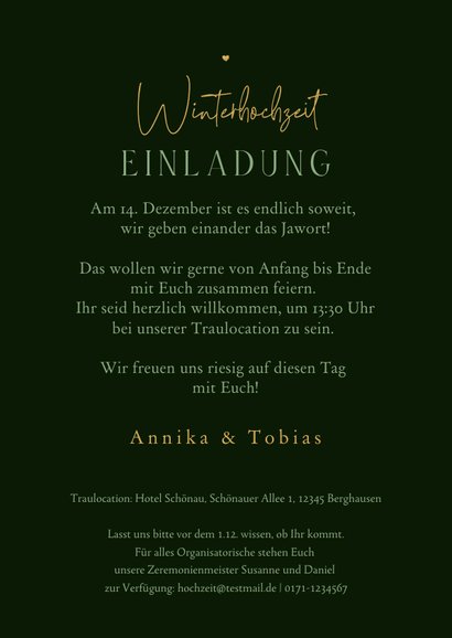 Winterhochzeit Einladungskarte Tannenbäume 3