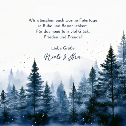 Winterlandschaft Weihnachtskarte blaue Tannenbäume 3