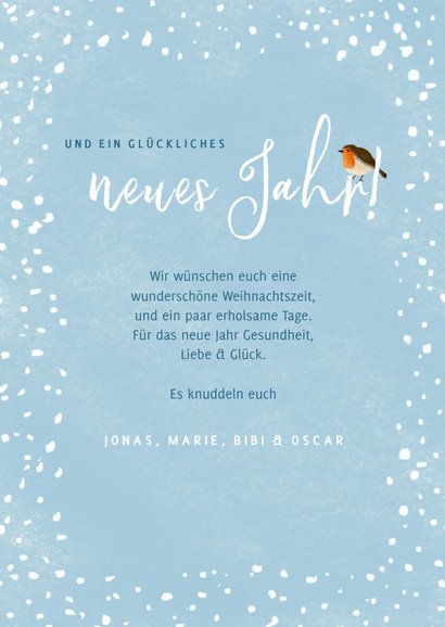 Winterliche Foto-Weihnachtskarte Rotkhelchen 3