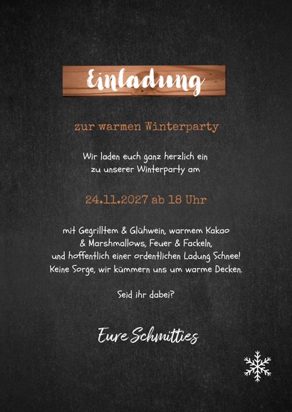 Winterparty Einladung mit Foto und Lichterkette 3