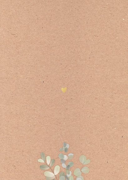 Zwilling Geburtskarte Kraft, Golddruck & zarte Blätter Rückseite