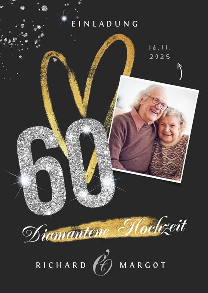 Faszinierend Einladungskarten Diamantene Hochzeit Ebenbild
