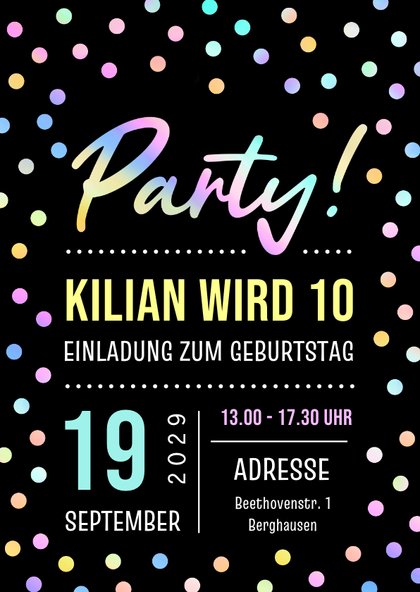 Einladung 10. Geburtstag gestalten Send a Smile