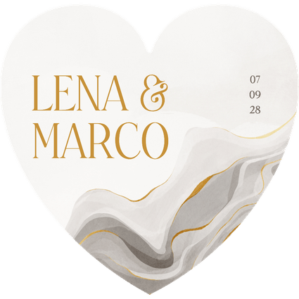 Hochzeitskarte Herzform Marmor und Gold