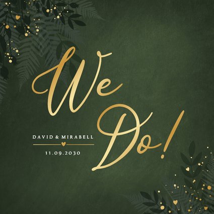 Dunkelgrün Hochzeitseinladung Botanisch Goldkleckse