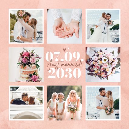 Fotocollage Dankeskarte rosa Aquarell Typografie