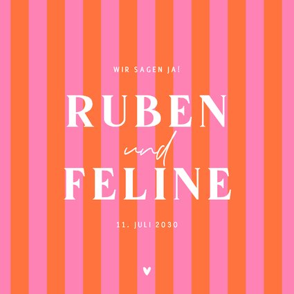 Hochzeitskarte Einladung Colorblocking Streifen Rosa Orange