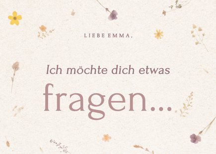 Hochzeitskarte Trauzeugin fragen Papier gepressten Blumen