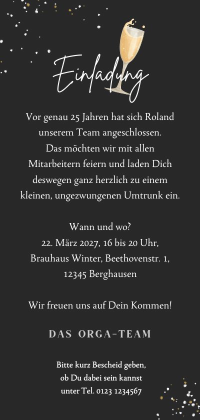 Fotokarte Einladung Dienstjubiläum 25 Jahre Send a Smile