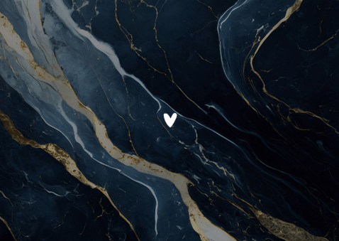 Dankeskarte Hochzeit dunkler Marmor 'Thank you' Rückseite