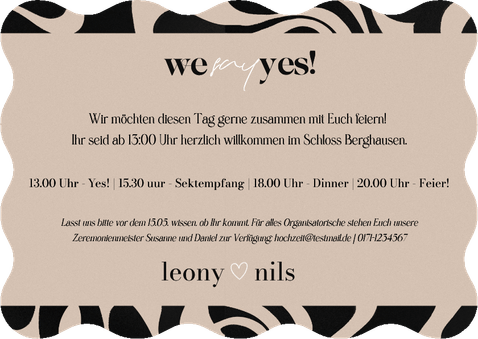 Einladung Wellenkarte abstrakte Wellenform Hochzeit Rückseite