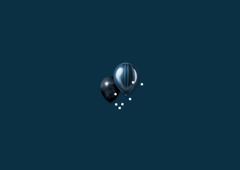 Einladungskarte Firmenjubiläum 20 Jahre blaue Luftballons Rückseite