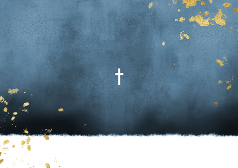 Einladungskarte Taufe Aquarell blau & Goldlook Foto innen Rückseite