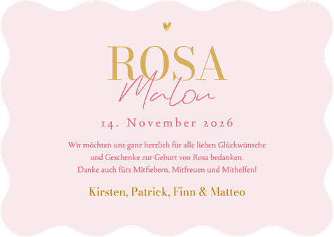 Foto-Geburtskarte Wellenlinien & Goldschrift Rückseite