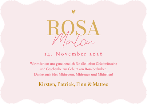 Foto-Geburtskarte Wellenlinien & Goldschrift Rückseite