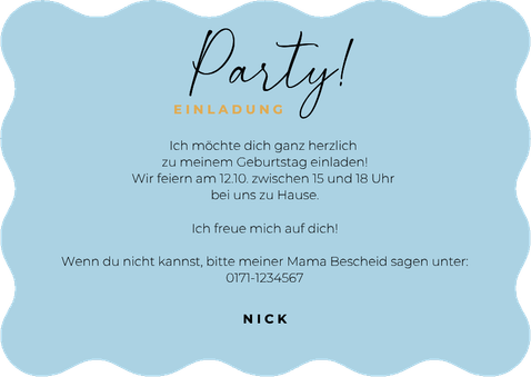 Kindergeburtstag Foto-Wellenkarte Einladung Luftballons Rückseite