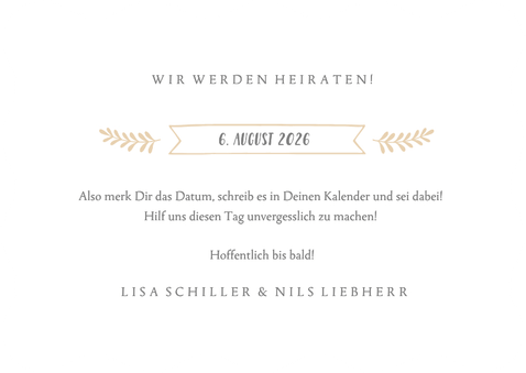 Save-the-Date-Karte Wellenform großes Foto Rückseite