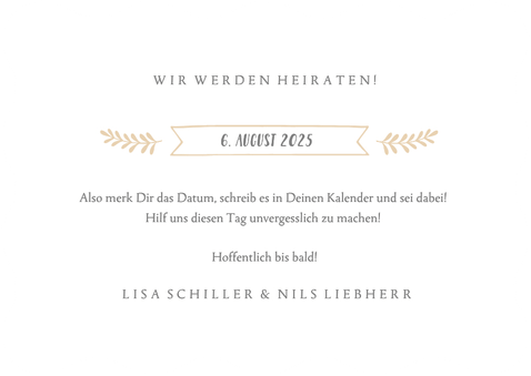 Save-the-Date-Karte Wellenform großes Foto Rückseite