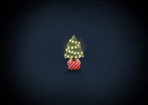 Weihnachtskarte Rentier im Schlitten vor Kamin Rückseite