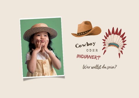 5. Kindergeburtstag Einladung Cowboy & Indianer 2