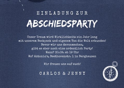 Abschiedsparty Einladung Weltkarte 3