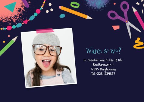 Bastelgeburtstag Einladungskarte 9. Kindergeburtstag 2