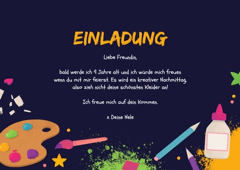 Bastelgeburtstag Einladungskarte 9. Kindergeburtstag 3