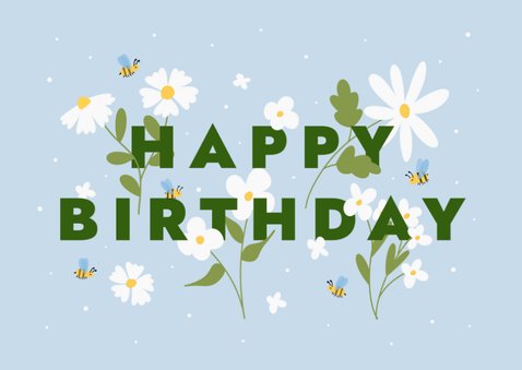 Blumen-Geburtstagskarte 'Happy Birthday' Bienen 2