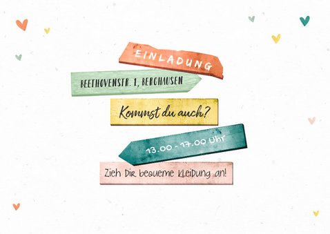 Bunte Einladung 9. Kindergeburtstag Foto & Schild 2