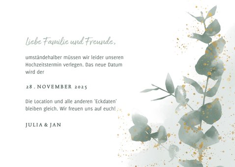 Change-the-date-Karte zur Hochzeit Eukalyptus 3