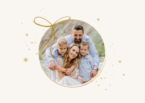 Christliche Foto-Weihnachtskarte goldene Schleife 2