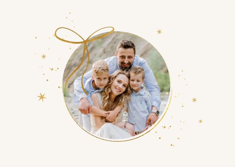 Christliche Foto-Weihnachtskarte goldene Schleife 2