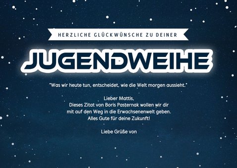 Coole Glückwunschkarte Jugendweihe 'The future is yours' 3