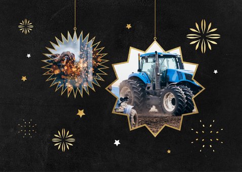 Dankeskarte Firma Logo Foto Weihnachen Feurwerk Schwarz 2