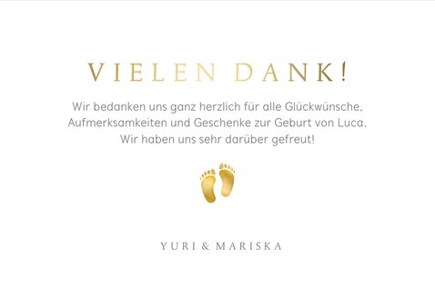 Dankeskarte Geburt großes Foto Goldlook 3