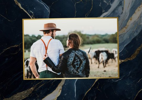 Dankeskarte Hochzeit dunkler Marmor 'Thank you' 2