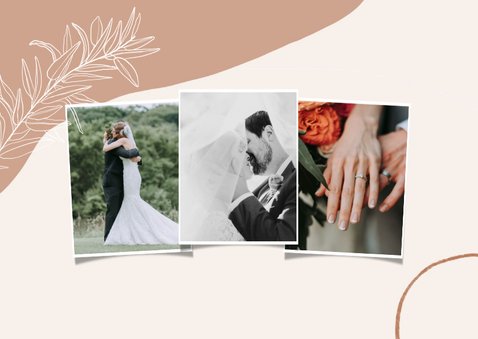 Dankeskarte Hochzeit filigrane Zweige Fotocollage 2