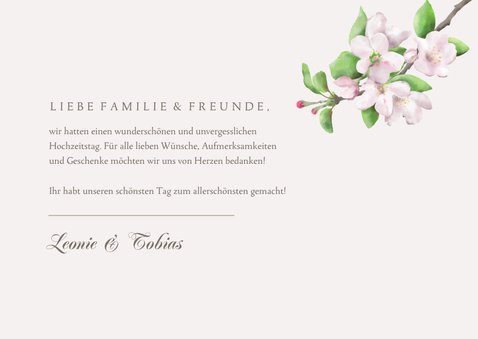 Dankeskarte Hochzeit Fotos Apfelblüte 3