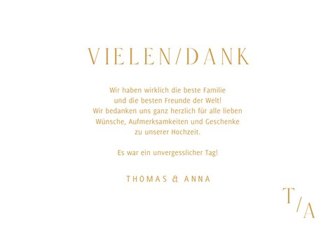 Dankeskarte Hochzeit Goldschrift minimalistisch 3