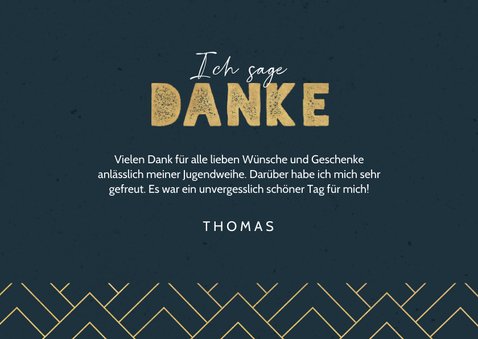 Dankeskarte Jugendweihe Fotos grafisch blau 3