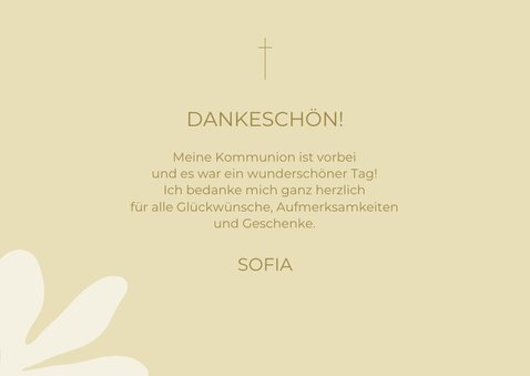 Dankeskarte Kommunion abstrakte Blumen und Send a Smile