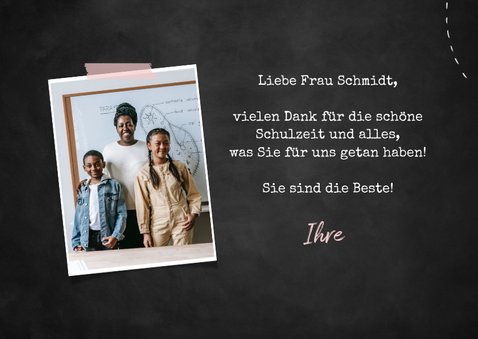 Dankeskarte Schulzeit Kreidetafel rosé 3