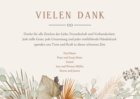 Dankeskarte Trauer Blumenstrauß Trockenblumen 3
