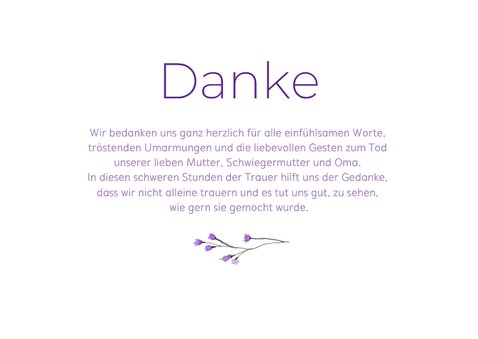Dankeskarte Trauer lila Blumen Aquarell 3