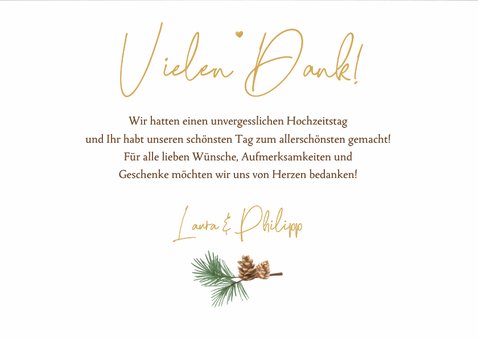Dankeskarte Winter Hochzeit Tannenzweige mit Foto 3