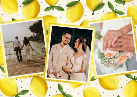 Dankeskarte Zitronen Hochzeit mit Foto 2