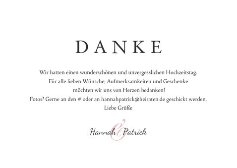 Dankeskarte zur Hochzeit Foto, Rosen & Marmor 3