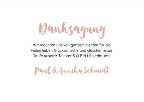 Dankeskarte zur Taufe Fotos, Punkte und Herzen 3